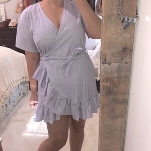 ROMEO & Juliet Couture size medium cotton blend sexy striped ruffle dress